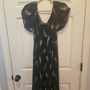 Torrid Feather Print Black Dress